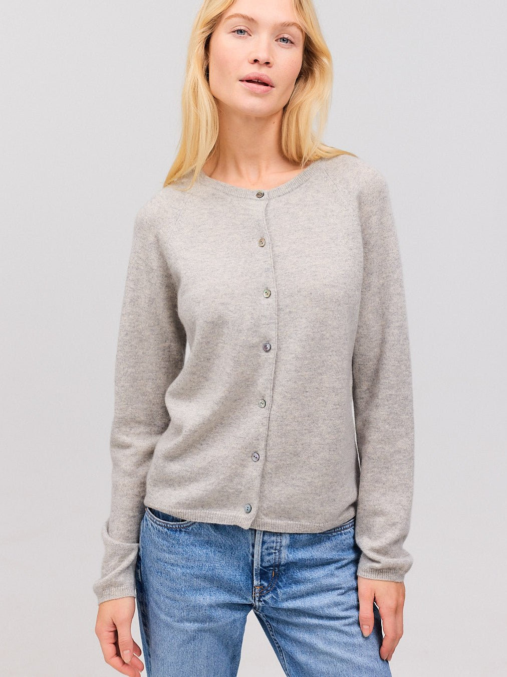 GISLA cashmere cardigan lys grå - Nordic Weaving