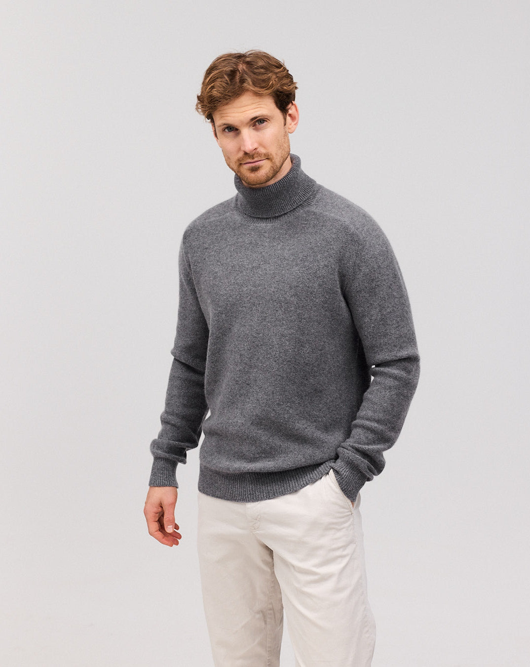 SIGURD cashmere roll neck Grey - Nordic Weaving