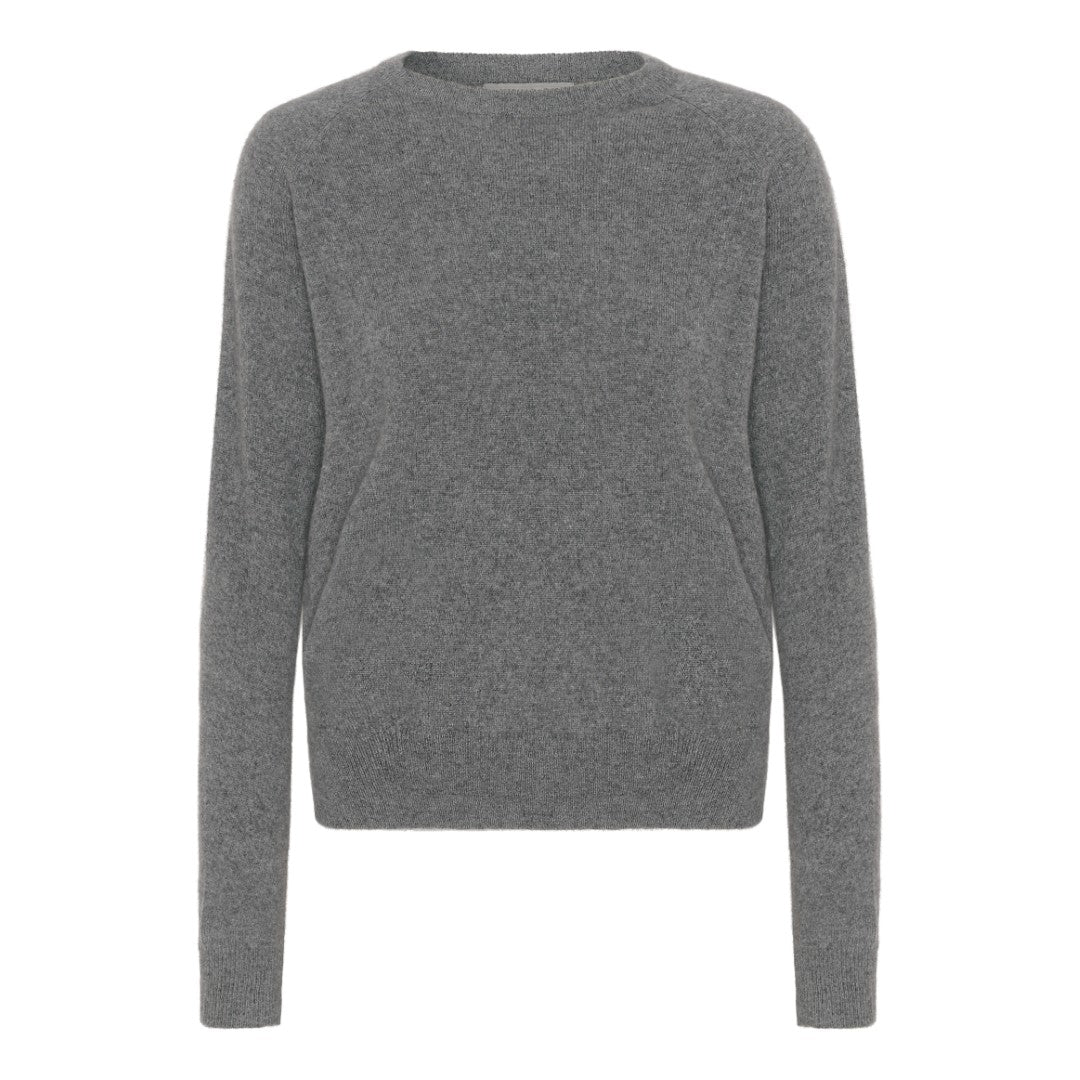 Cashmere round neck bluse i mørk grå - Nordic Weaving