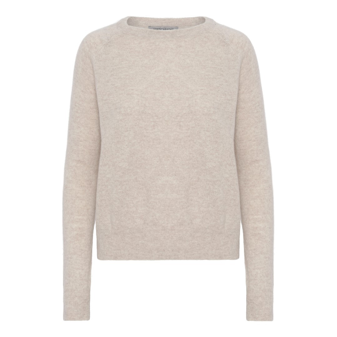 Cashmere round neck bluse i sand - Nordic Weaving
