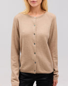 GISLA Cashmere cardigan sand melange - Nordic Weaving