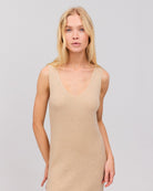 Ribstrikket cashmere kjole beige - Nordic Weaving